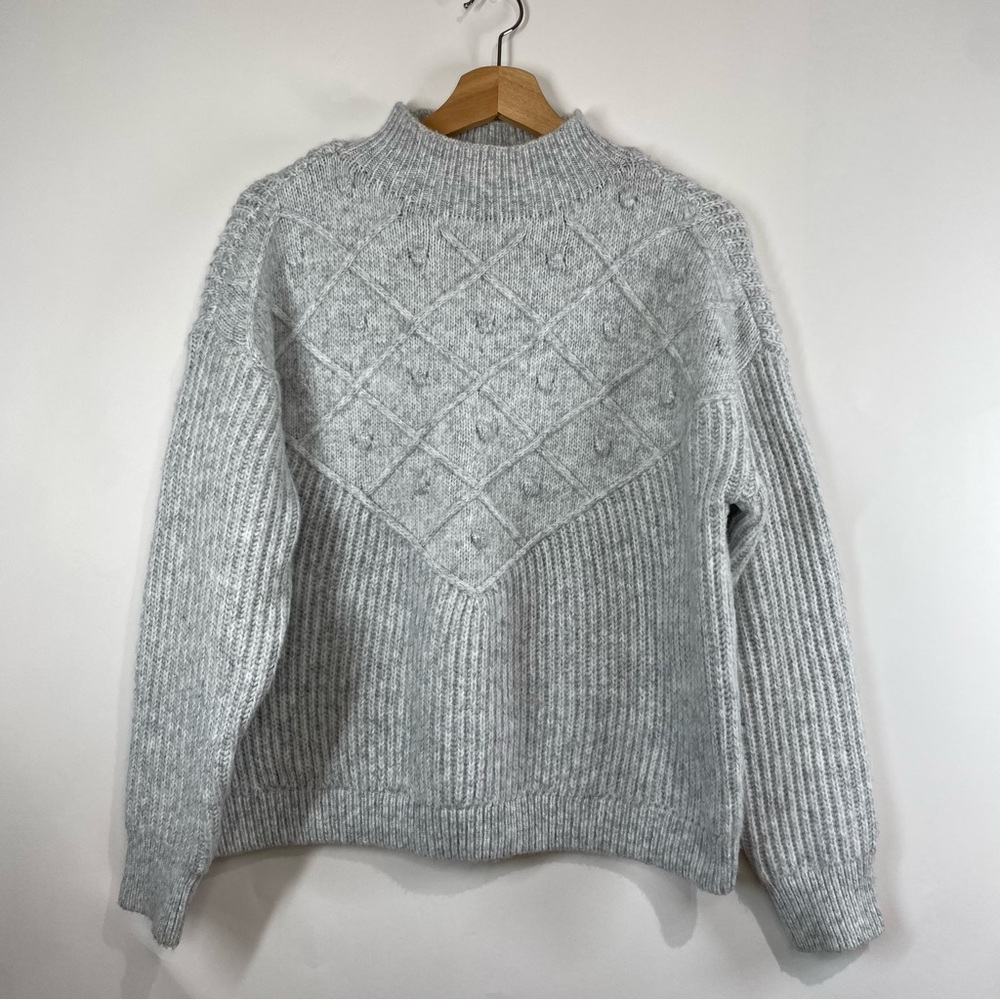 Calvin Klein Women’s 3D Dots Mock Neck Ribbed Knit Sweater Size XS Gray Classic